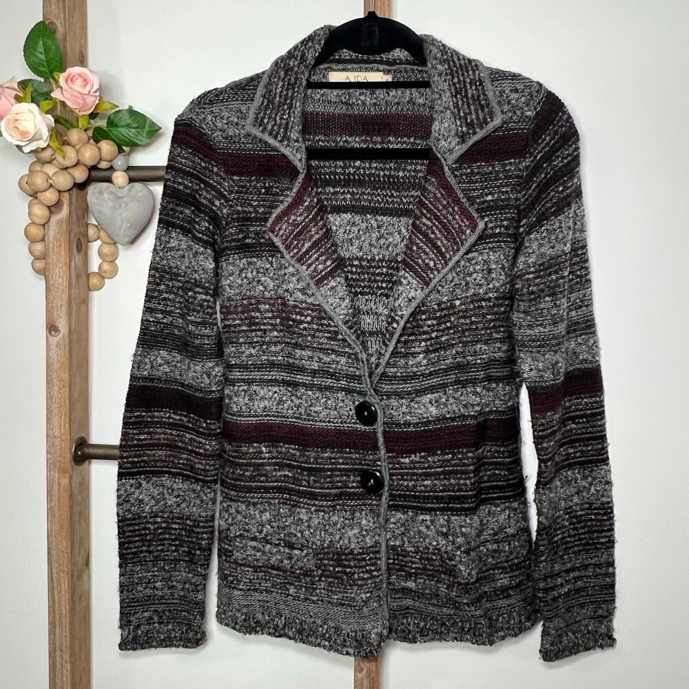 A. IDA Made in Italy Women's Size‎ Medium Grey Wool Blend Cardigan Sweater Sz M